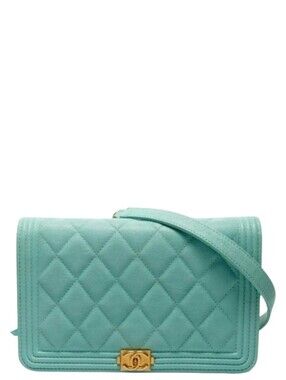 VERY RARE!!! New! Chanel CC Tiffany Blue Boy Wallet on Chain Mini BAG Teal Mint